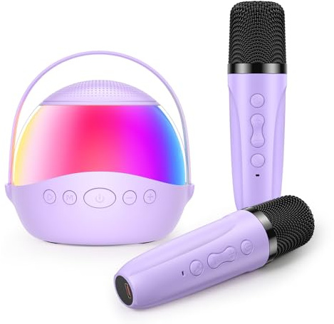 Stynice Karaoke Maschine Kinder mit 2 Kabellosen Karaoke Mikrofon Kinder - Geschenk für Mädchen 3+ Jahre Karaoke Anlage mit RGB-Lichtern und Stimmenverzerrer - Spielzeug ab 3+ Jahre Mädchen Jungen