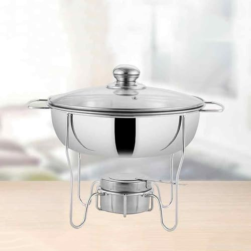 Dalumian Chafing Dishes per Set da Buffet, Set di contenitori riscaldanti per Buffet in Acciaio Inossidabile, scaldavivande con Coperchio in Vetro, per Buffet, Forniture per Catering (Argento)(4.5L)
