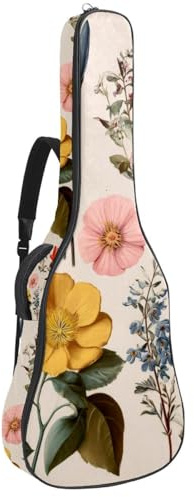 Gitarrentasche im Vintage-Stil, dunkelgrün, mit Pinsel, nahtloses Muster, gepolsterte Gitarrentasche für Akustikgitarre, Gigbag für E-Bass, Konzertgitarre, Mehrfarbig 04, 42.9x16.9x4.7 in, Lässiger