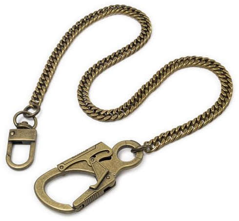 Ahiller Herren-Edelstahl-Schlüsselkette, Geldbörsenkette gegen Herausfallen | Robuste Biker-Hosenkette 63cm, Zink-Karabiner mit Doppelverschluss, vielseitig Street-, Punk- & Alltaglooks