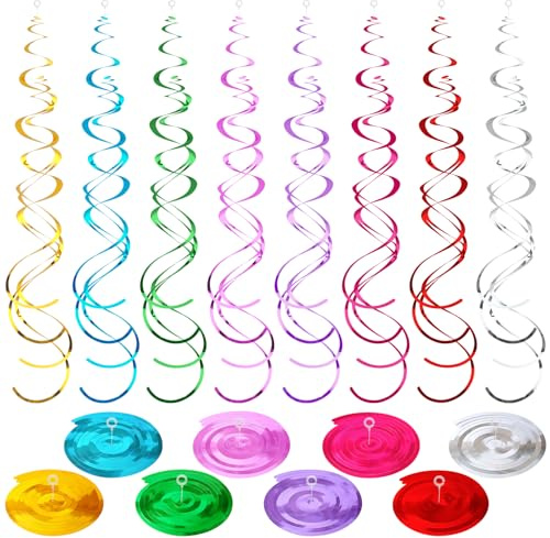 48 Pezzi Decorazioni Pendenti Spirale, Ghirlanda Multicolore, Decorazioni a Spirale per Carnevale Natale Compleanno Matrimoni Feste