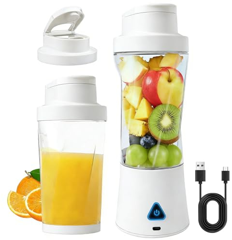 Behogan Machine à smoothie 700 ml à emporter : mini blender à smoothie avec 6 lames, mini blender sur pied, fonction de charge USB, blender portable sans BPA, pour la maison, le bureau et l'extérieur