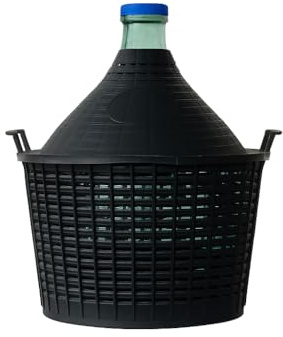 Flaschenland - Glasballon 15 Liter Enghals, Gärballon mit Kunststoffkorb, Ballonflasche mit schmaler Öffnung, Weinballon | Ideal zur Weinherstellung, Ansetzen von Schnaps, Likör, Kombucha