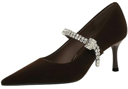Escarpins à Talon Haut pour Femme Soirée de Mariage Talons Aiguilles 10CM Strass Scintillants Chaussures Bout Pointu Stiletto -Numeric_40