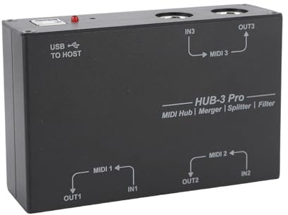 ERYUE Midi Splitter USB Midi Host Box Interfaccia Multifunzionale per Gli Appassionati di Tastiere Guscio in Lega di Alluminio