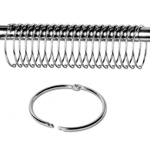20PCS Duschvorhangringe Groß aus Edelstahl 50 mm, Duschvorhang Ringe Metallring zum Öffnen für Duschvorhang, stabil und rostfrei, Er kann auch als Kartenring, Schlüsselring oder Albumring verwendet