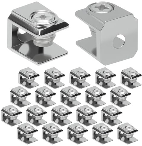 SLIAXINT 20 Pezzi Supporto per Vetro Piccolo Morsetto Quadrato in Lega di Zinco, Supporto in Vetro Regolabile per Vetro da 3 A 8 mm di Spessore