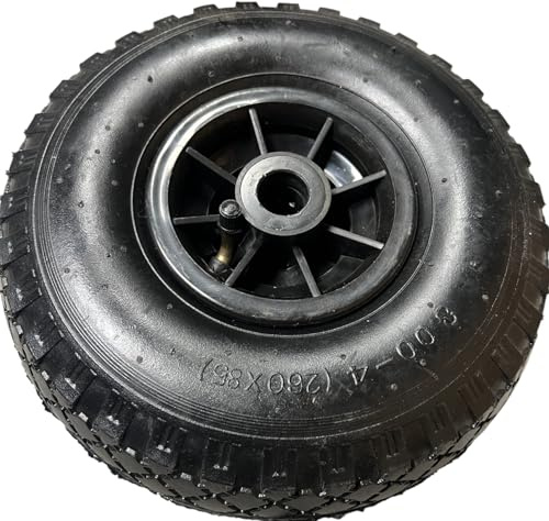1x Sackkarrenrad LUFTBEREIFT 3.00-4, 260x85mm, Nabe Ø20×75, Reifen mit Schlauch & Rad Sackkarre Bollerwagen Luftreifen Ersatzrad Sackkarren Räder Rollenlager Luftrad Winkelventil Schw/Schw, W, L