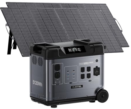 OUKITEL P5000 Pro Estacion de Energia Portatil 4000W con 2 Panel de 200W, 5120Wh Generador Solar, Batería LiFePO4, 15 Porte, Power Station para Camping, Caravana y Emergencias