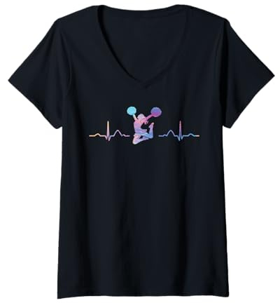 Damen Cheerleaderin Mädchen jubeln Mama Liebe Cheerleading T-Shirt mit V-Ausschnitt
