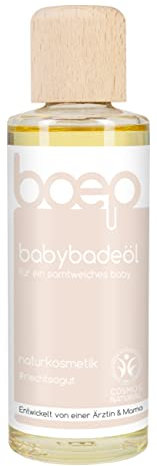boep Baby Badeöl | Pflegender Badezusatz mit Bio Jojobaöl und Mandelöl für Neugeborene | Vegane Naturkosmetik | Babypflege Erstausstattung | Entwickelt von einer Ärztin und Mama (125ml)