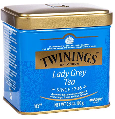 Twinings Lady Grey - Bote de té (100 g, rica mezcla de variedades de té chinas con cáscara de naranja y limón, acabado con aroma de bergamota, 6 unidades de 100 g)