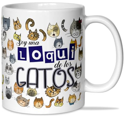 LINFORMAL TAZA PERSONALIZADA | SOY UNA LOQUI DE LOS GATOS | TAZAS ORIGINALES PARA REGALAR DE CÉRAMICA DE 350ML | AMANTE DEL MUNDO GATO
