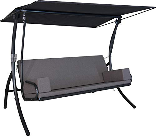 ANGERER Hollywoodschaukel Elegance Tolar Taupe | Gartenschaukel Made in Germany, Schaukel zum Sitzen, Liegen und Entspannen, inklusive Bett-Funktion, einfache Montage