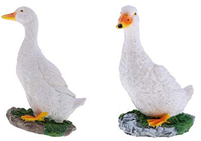 Backbayia Figurine Canard Mandarin Jardin Bassin étang Décoration Sculptures Animaux Statue en Résine (Blanc)