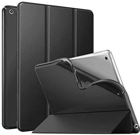 Moko Hülle für iPad 9./8./7. Generation (2021/2020/2019), Schwarz | für iPad 10.2 Zoll Hülle Dünn Ständer Schutzhülle mit Weicher TPU-Rückseite PU Leder Schutzhülle Auto Schlafen/Wachen
