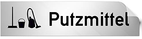 Kinekt3d Leitsysteme Folienschild Türschild • Putzmittel • PVC Hinweisschild • 160 x 40 mm Silber • selbstklebend • Kratzfester Druck • UV Beständig
