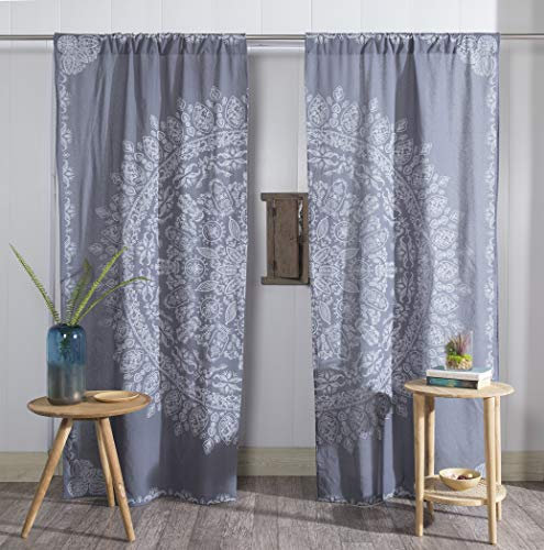 Popular Handicrafts Indian Hippie Mandala Bohemian Beautiful Grey Window Door Drapery Curtain Bedroom Living Room Balcony Valance Panels