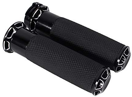 Motorrad Lenkergriffe, 2Pcs 1 25mm CNC Motorrad Anti-Rutsch-Lenker Handgriffe für Touring (Schwarz)