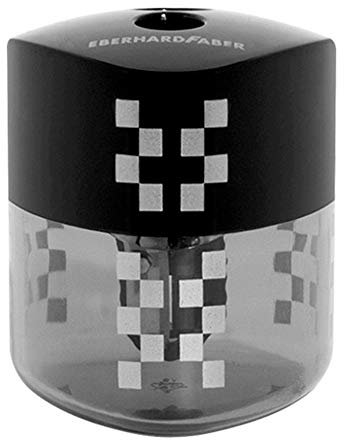 Eberhard Faber 585140 - Anspitzer mit Dose Dreikant mit verschließbarem Spanbehälter, Doppelspitzer anthrazit