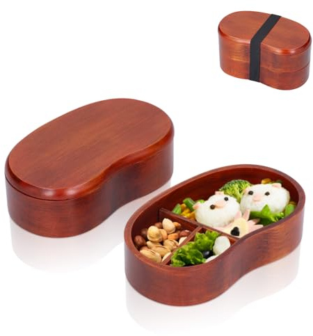 HERCHR Boîtes à lunch, boîte à bento japonaise, boîte à lunch en bois à double couche boîtes à bento à déjeuner contenant de nourriture pour pique-nique bureau école randonnée