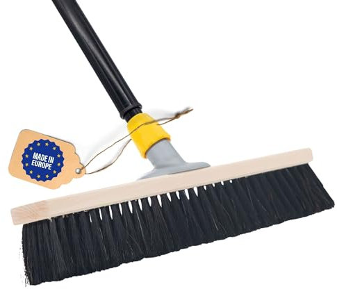 Novaliv Besen Rosshaarmischung 40 cm I Besen mit Teleskopstiel I Saalbesen I Weich Großraumbesen Kehrbesen Stubenbesen