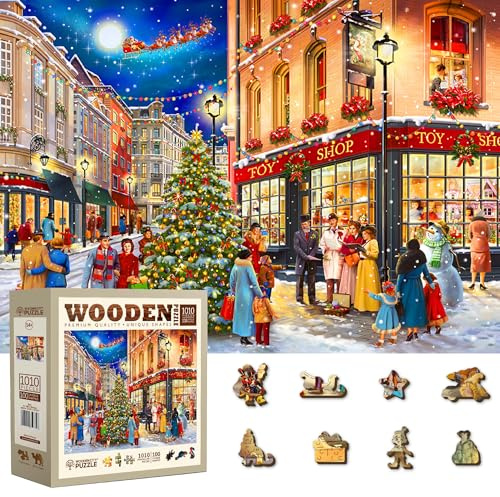 WOODEN.CITY Weihnachtspuzzle 1000 Teile -Weihnachtsstraße - Perfekte Weihnachtsdeko - Premium Qualität, Made in EU