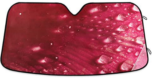 Pare-soleil pliable pour pare-brise de voiture - Garde votre véhicule au frais - 140 x 70 cm - Gouttes d'eau en forme de pétales de rose