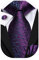 Hi-Tie Herren Krawatte Schwarz Paisley/Plaid/Streifen/Einfarbig Krawatten Set Einstecktuch Manschettenknöpfe Business Formal Hochzeit Meeting Geschenkbox,einzigartiges dunkelviolettes Plaid