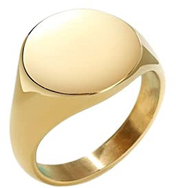 Daesar Edelstahl Ringe Frauen, Gold Ring Personalisiert Siegelring 14MM Poliert Partnerringe Freundschaftsringe Große 57 (18.1)