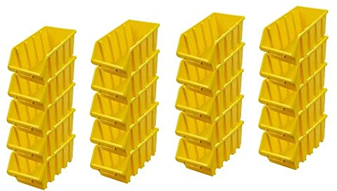 PROREGAL SuperSparSet 20x Sichtlagerbox 4 | HxBxT 15,5x20,4x34cm | Gelb | Sichtlagerbehälter Sichtlagerkasten Sichtlagerkastensortiment Sortierbehälter Stapelbehälter