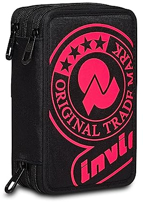 Invicta Federmäppchen, Mäppchen, mehrfarbig, Federtasche für Schreibwaren, Etui mit Stiften, Kugelschreiber, & mehr, 3 Fächer, Mädchen & Jungen, Schule - Grundschule, XXL, LOGO