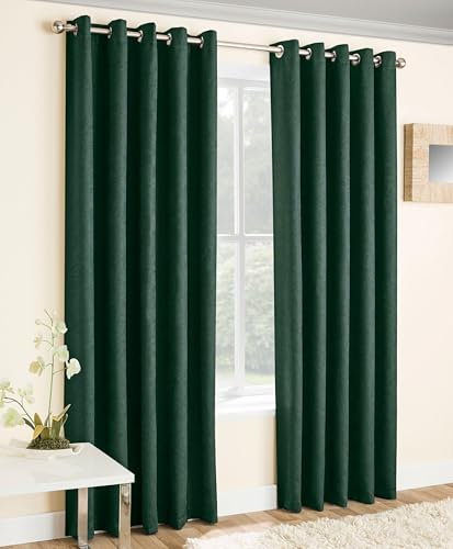 Enhanced Living Vogue Green 90 x 54 inch (229x137cm) Eyelet Thermal Noise Reducing Dim Out Curtains for Bedroom and Living Room