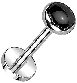 Paula & Fritz® Push-In Labret Piercing Synthetischer Stein Titan-IUM Grade 23 Kugel Set Mehrfarbig 1-mm Stab-Dicke Sockel Madonna Medusa Monroe Unikat