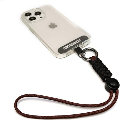 RONGBOER Cell Phone Lanyard Wrist Strap,Key Lanyard for Women,Phone Charms Strap,Short Wrist Lanyard for Keys, Coffee Black, 12*18*1.74cm