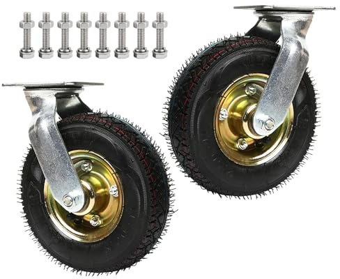 Schwerlast Lenkrolle Industrie Transport Bockrolle 2er SET Ø 150mm 200mm 250mm, Doppelte Kugellager 360°Drehbar Leise Luftreifen Gummi Rollen, Für Ersatz Trolleys Möbel Werkbank DIY ( Color : Swivel ,