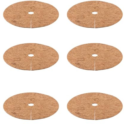 Jasfyee 6PCS 30cm Coconut Fibers Tree Mulch Ring Protector Mat, Natural Coco Coir Tree Protector Root Soil Cover for Cypress, Landscaping, Soil Cover for Indoor Outdoor Plants