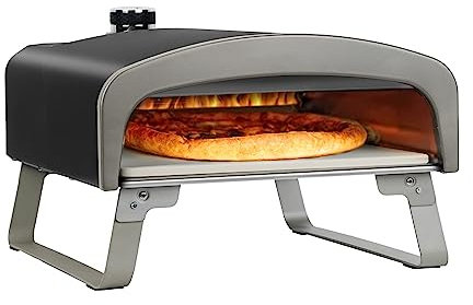 Q Pizza Gas Pizza Forno per pizza, Forno per pizza al propano con gambe pieghevoli, pietra per pizza 33 x 33 cm, regolatore del gas UK