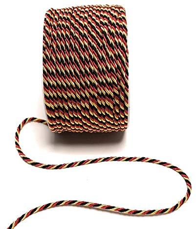 s.dekoda Kordel 50m x 3mm Schwarz - Rot - Gelb Drehkordel Dekoband Kordelband Kordelschnur Deutschland BRD