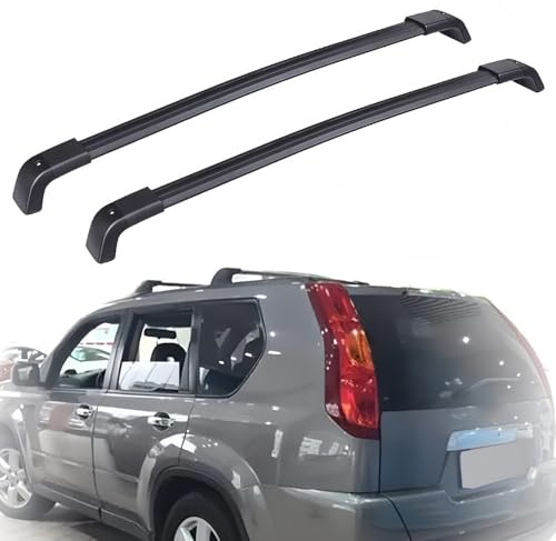 TXBZQKJ DachträGer RelingträGer für Nissan X-Trail T31 T32 T33, Dachgepäckträger Alu Dachgepäckablage, Paar Schwarze gewidmet Diebstahl-Bars,Second Generation Model