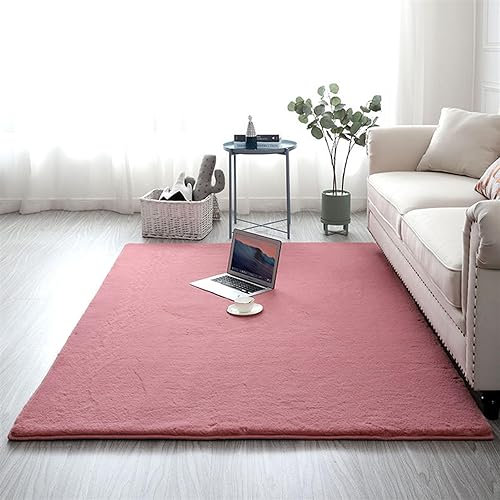 GueTTO Hochflor Teppich Wohnzimmer Fellteppich Kunstfell Shaggy Flauschig Einfarbig, Wohnzimmer Schlafzimmer Kinderzimmer Flur Läufer waschbar rutschfest,Pink a,60x120 cm