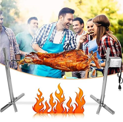 KJZQXYX 15W BBQ Rotisserie Kit Stainless Steel Outdoor Automatic Grill Rotisserie Kit Motor Electric Rotisserie Kit Large Grill Rotisserie (304 Stainless Steel 15W)