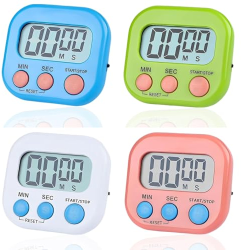 4 timer digitale, timer da cucina per cucinare minuti secondi, conto alla rovescia per bambini, cucina, palestra, studio, pulizia dei denti in aula dei bambini (blu/verde/rosa/bianco).