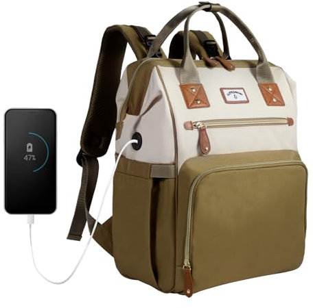 SUPROMOMI Wickeltaschen-Rucksack: Babytasche für Jungen und Mädchen, große Mama-Tasche, isolierte Taschen, Ladegerät-Löcher für Männer und Frauen, Windeltasche für Baby, Flugzeug, Reisen, Beige, Khaki