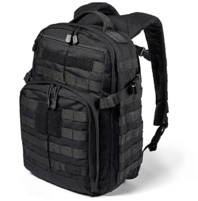 5.11 Tactical Backpack, RUSH 12 2.0 Military Survival Molle Back Pack with Laptop Compartment, Small, 24L, Black, Style 56561ABR