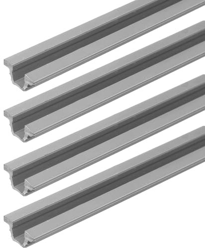 cyclingcolors Set of 4 Sliding Glass Door Rail for Wooden Door Plastic Furniture Sliding Door Fittings, Grey