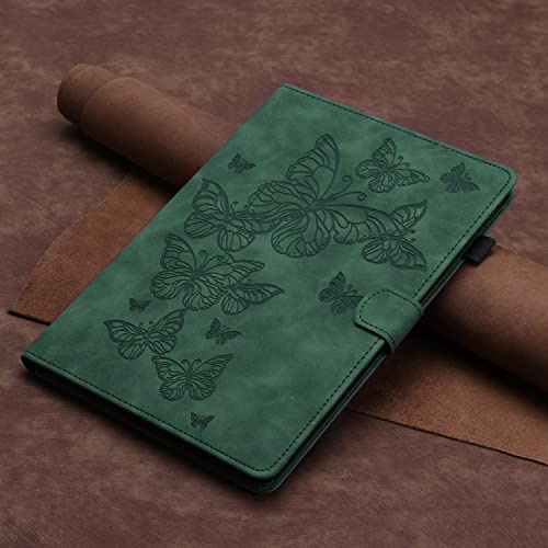KEROM Hülle für iPad 9./8./7. Generation (10,2 Zoll, 2021/2020/2019), für iPad Air 3 Hülle, für iPad Pro 10.5 Hülle, PU Leder Stand Case Schutzhülle mit Auto Wachen/Schlafen, Grüner Schmetterling