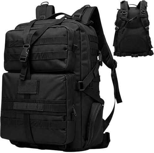 Wesoke Mochila Táctica Militar 35L Grande de Asalto, Molle para Hombres, Insectos 3 Días, Acampar, Senderismo, Escalada Al Aire Libre, Negro