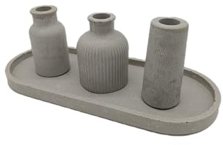 Dekorative Beton-Vasen auf Tablett | Set aus 3 Stück | Betonfreude| Vasen | Blumenvase | Zeitlose Dekoration aus Beton