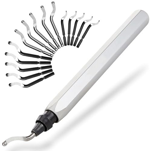 Handentgrater Metall Universal: 360°Rotierender Deburring Tool mit 15 Klingen Metallgriff Entgrater Werkzeug für 3D Drucker PVC Epoxidharz Kunststoff Aluminium Stahl